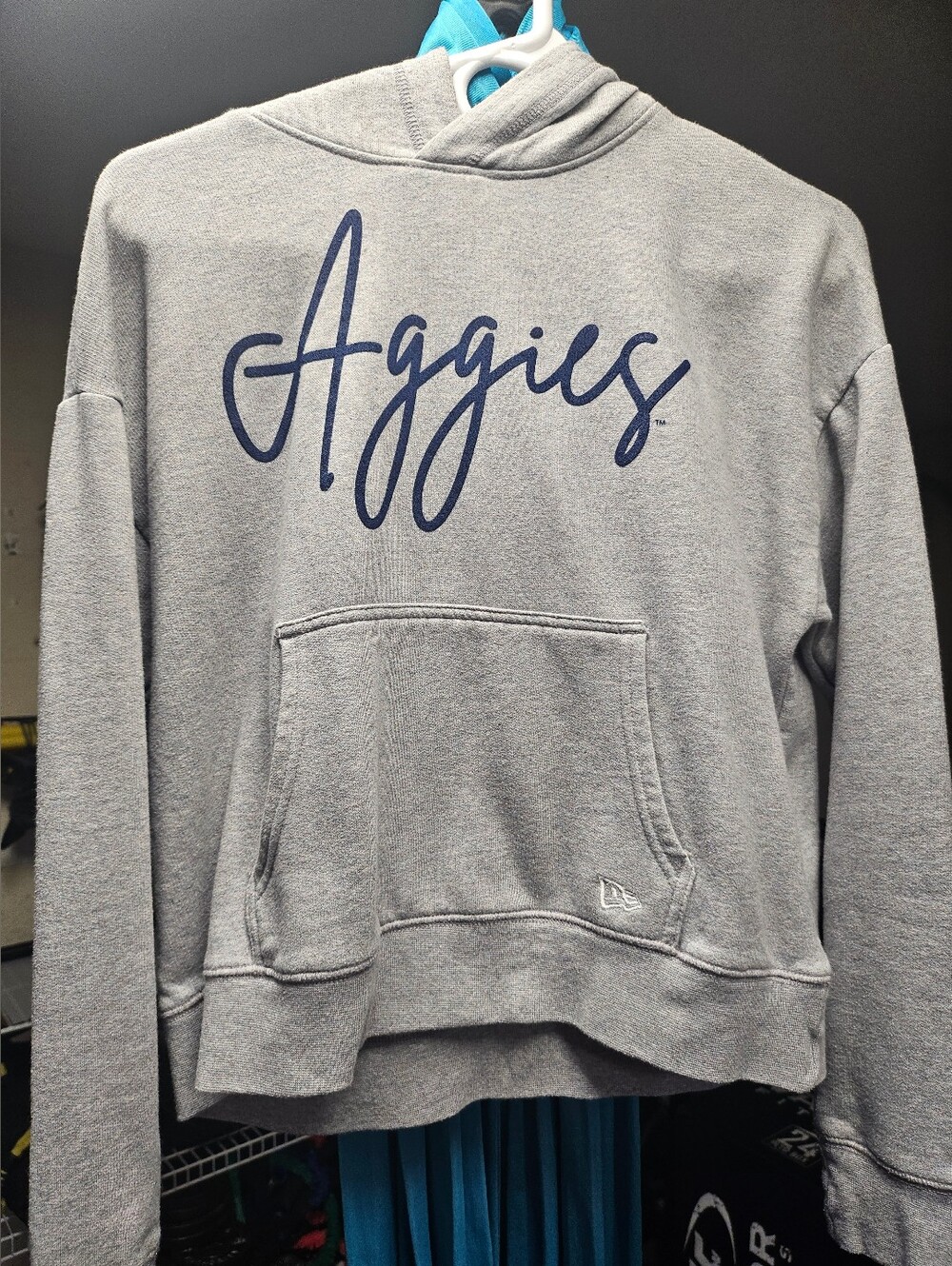 Aggies Utah State Cropped Pullover Hoodie in Heather Gray Size Medium